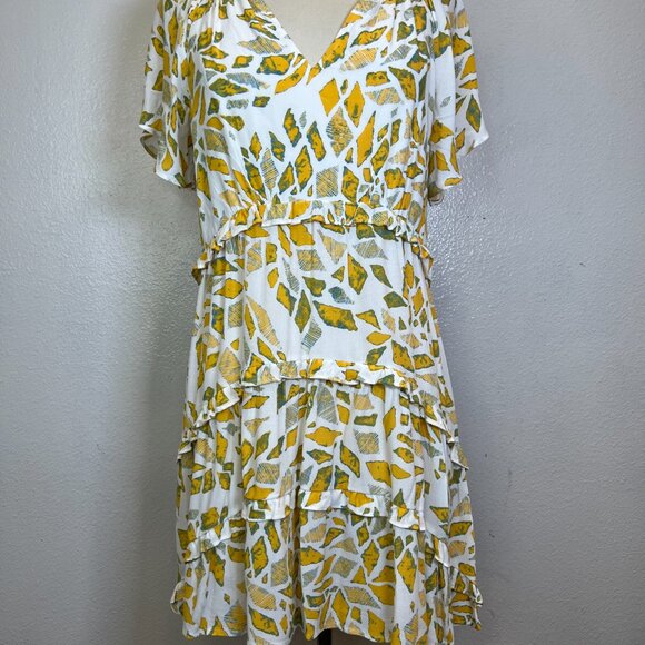 By Anthropologie Robin Tiered Mini Dress In Yellow Size S - Picture 2 of 7